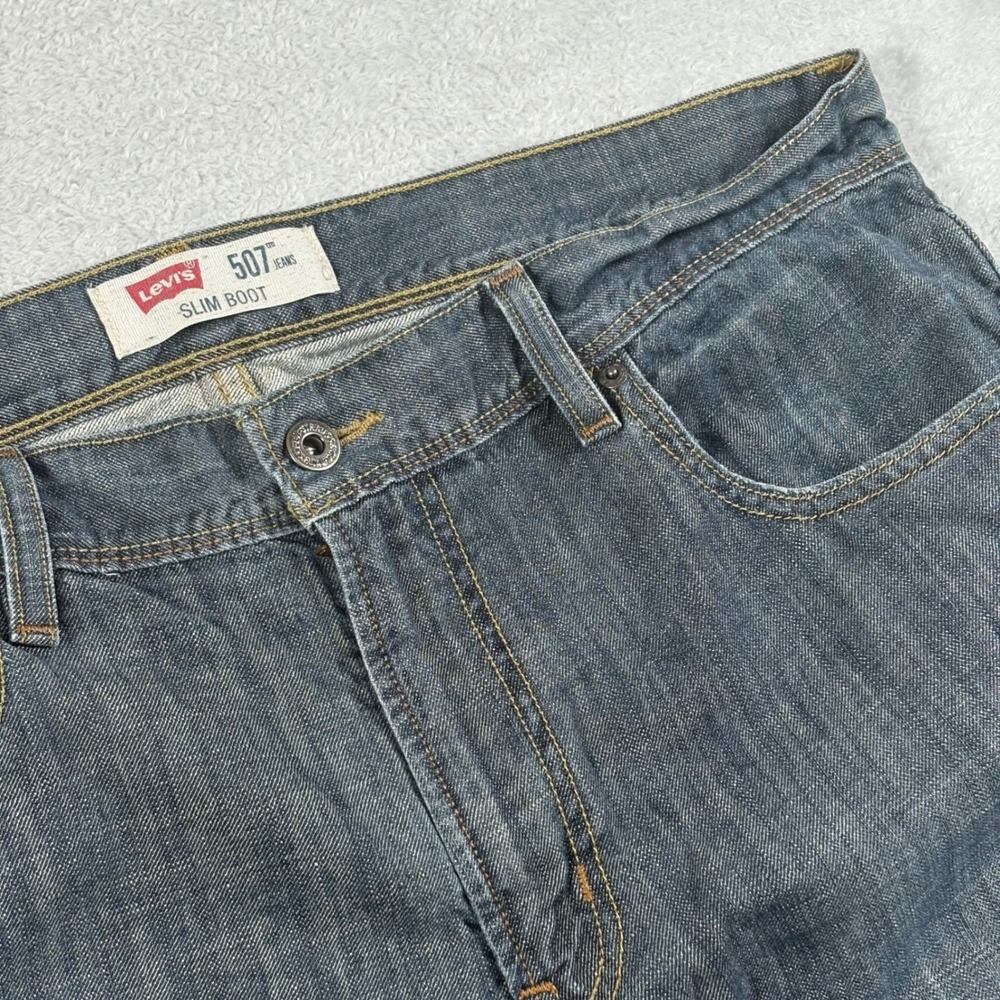 Levi's 507 Slim Boot Flap Pocket Jeans Men's 36x30 100% Cotton Medium Wash